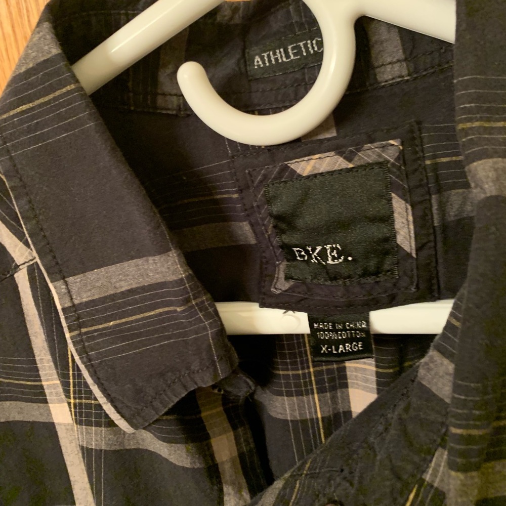 Black Plaid Button Down BKE